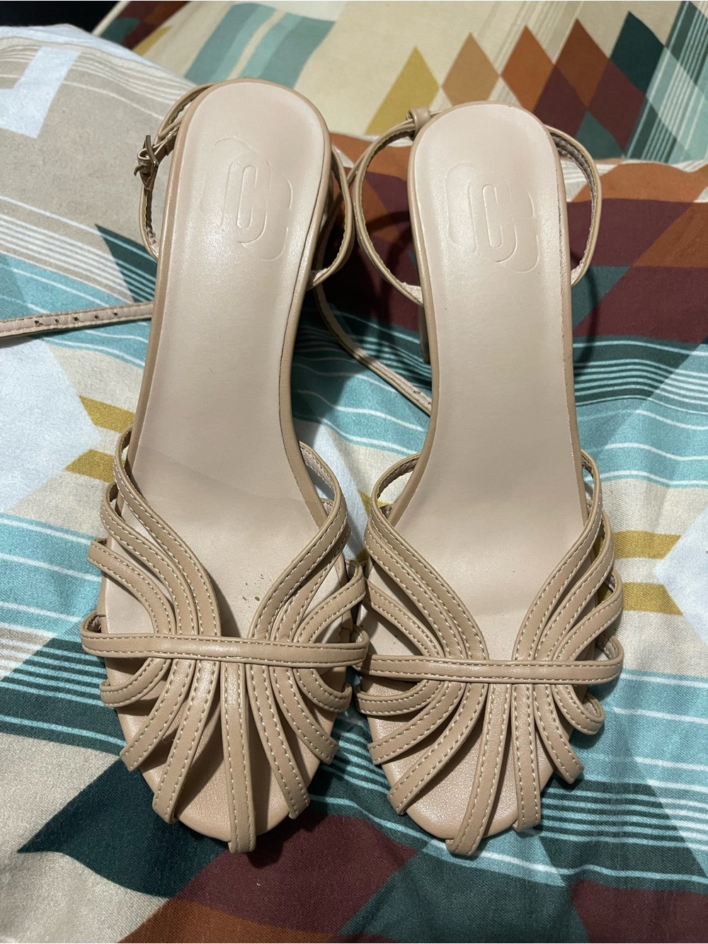 SHEIN Beige Strappy Stiletto Heeled Sandals